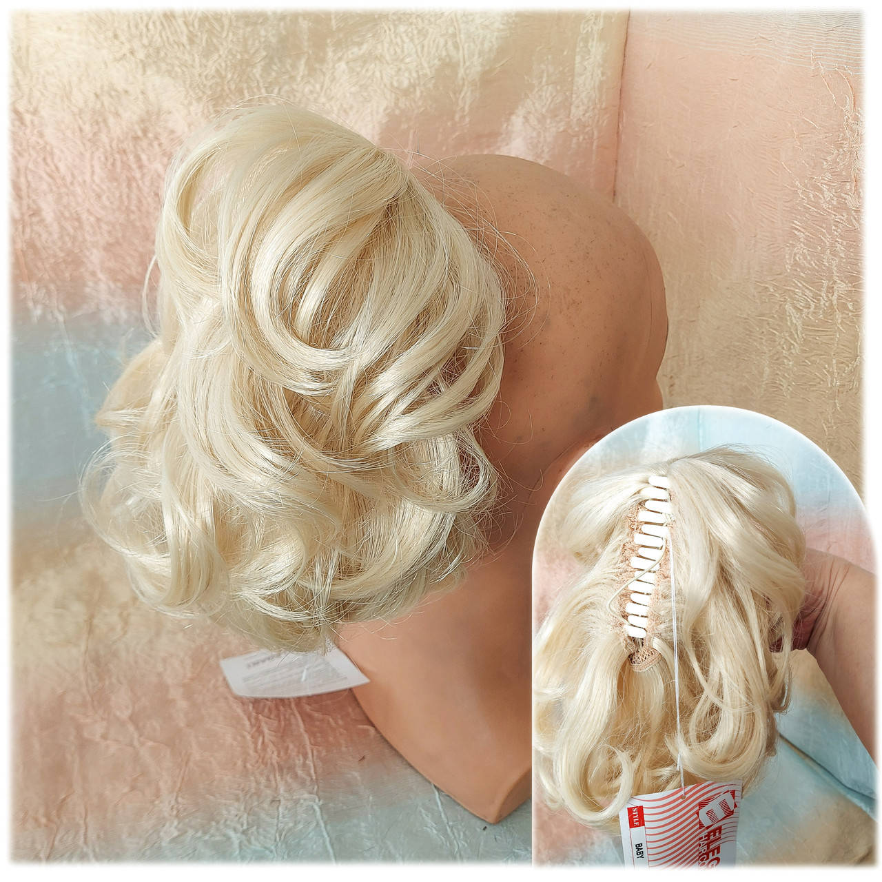 

Хвост короткий пышный на крабе блонд BABY-613