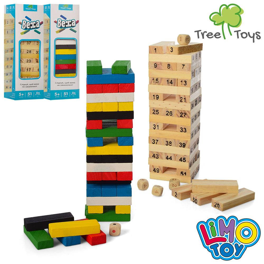 

Деревянная игрушка игра башня-вежа, Разные цвета