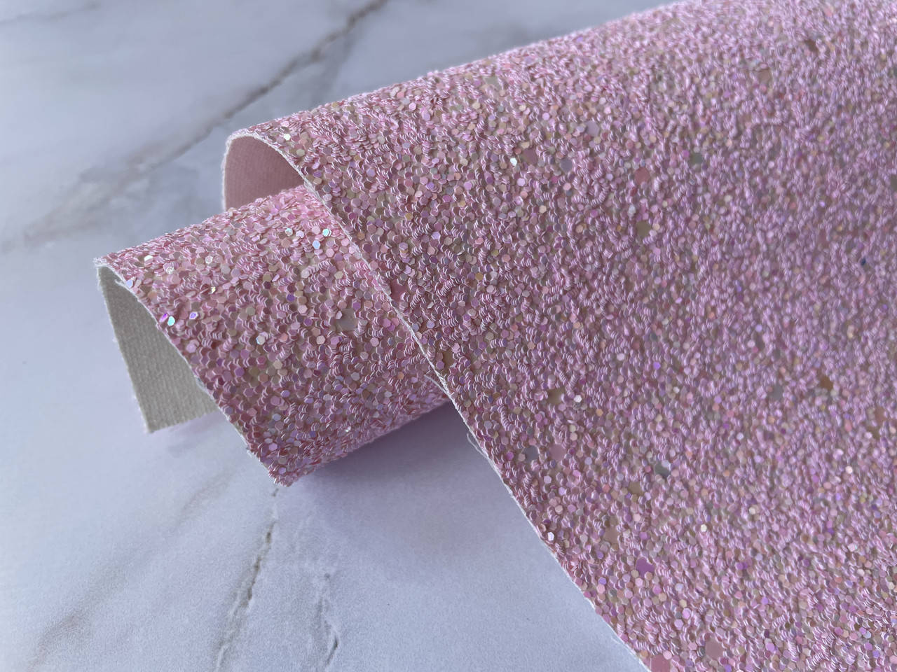 

Эко-кожа с крупным глиттером, светло-розовая, 20х30