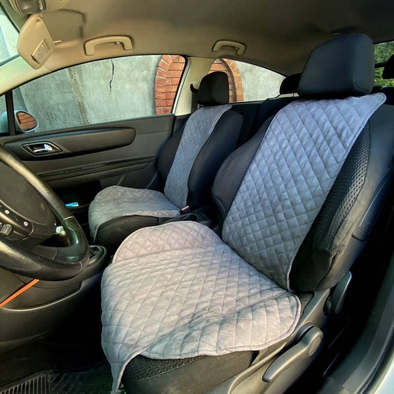 

Накидки чехлы на сиденья автомобиля из алькантары (Эко-замша) PREMIUM 2 шт Серые