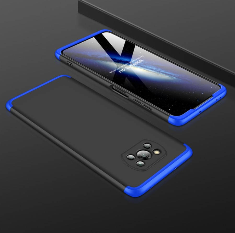 

Чехол GKK для Xiaomi Poco X3 NFC защита 360 градусов (Разные цвета) Черный с синим
