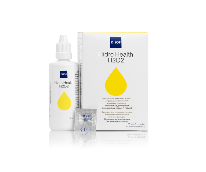 

Пероксидная система для контактных линз DISOP Hidro Health H2O2 60 мл / 6 таблеток + контейнер