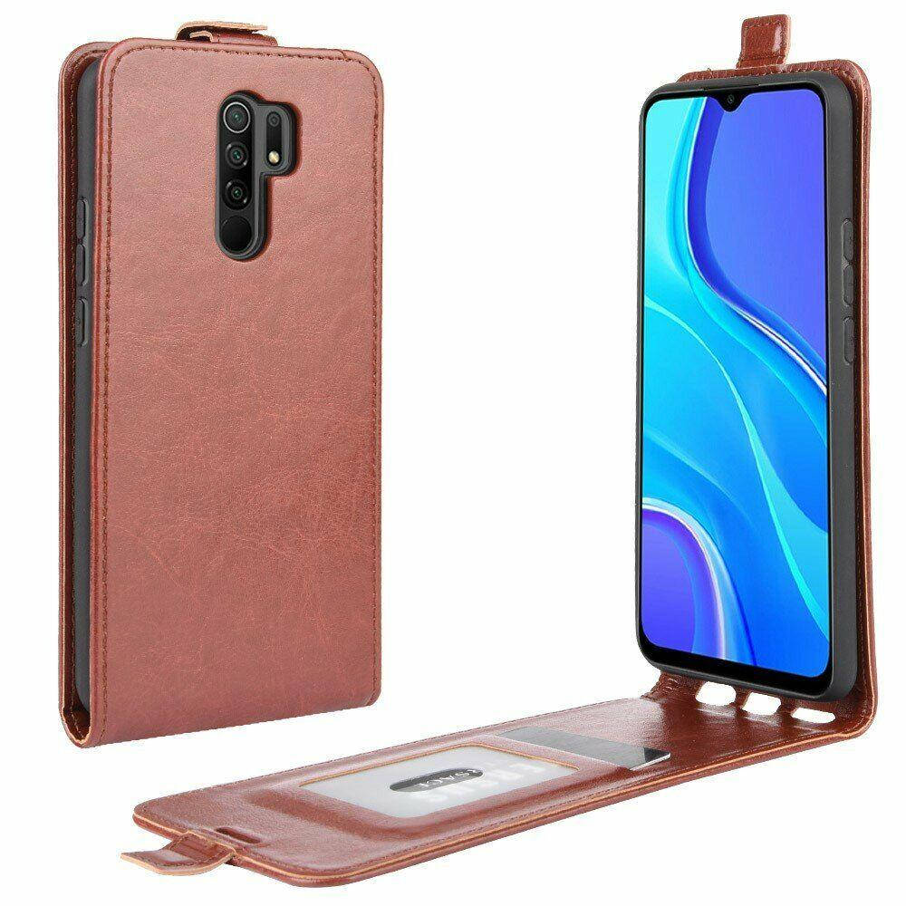 

Чехол IETP для Xiaomi Redmi 9 флип вертикальный кожа PU коричневый