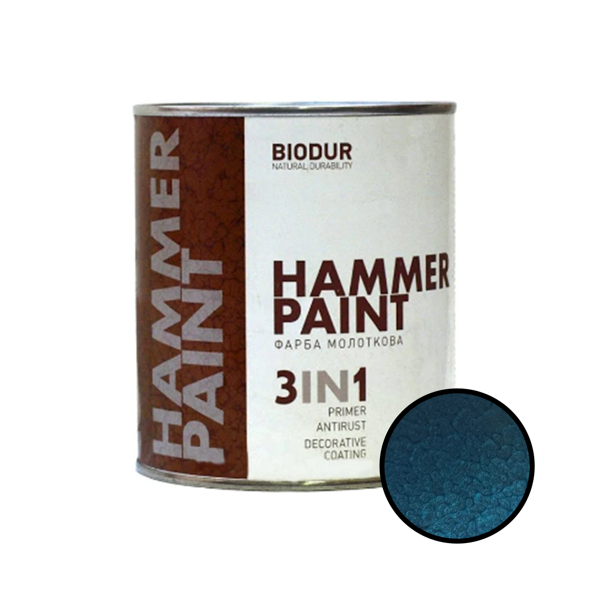 

Эмаль молотковая Biodur Hammer Paint 3 в 1 темно-синий 0.7л