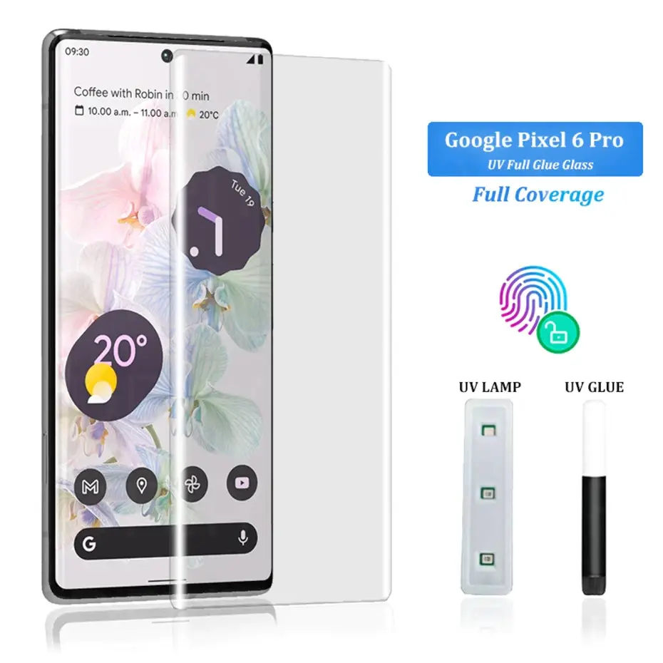

Стекло 5D UV ( ультрафиолет ) для Google Pixel 6 Pro, Прозрачный