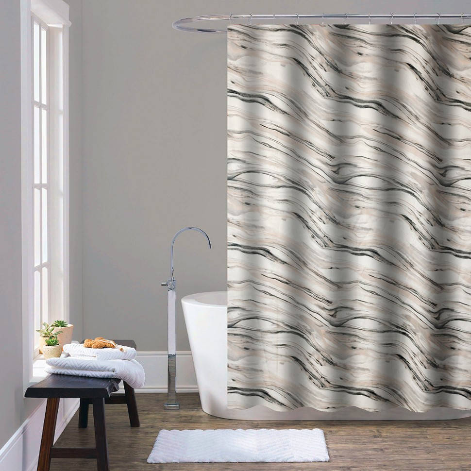 

Шторка для ванной или душа Trento Marble 180х200, черный с белым