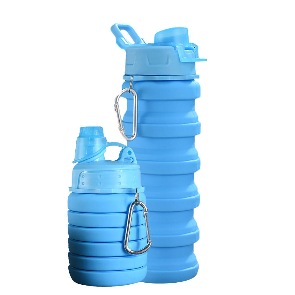 

Удoбнaя силиконовая складная бутылка для воды 500 мл / Бутылка для спорта Голубой