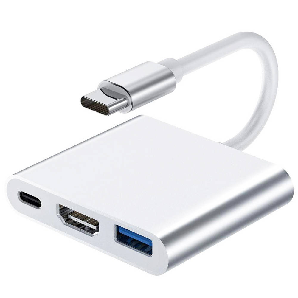 

USB Type-C хаб 3в1: USB 3,0 + HDMI + Type-C, мультифункциональный разветвитель для ноутбука Addap MH-06