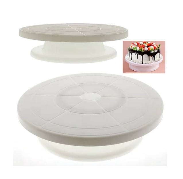 

Стойка кондитерская для торта вращающаяся D28см высота 7см, Белый