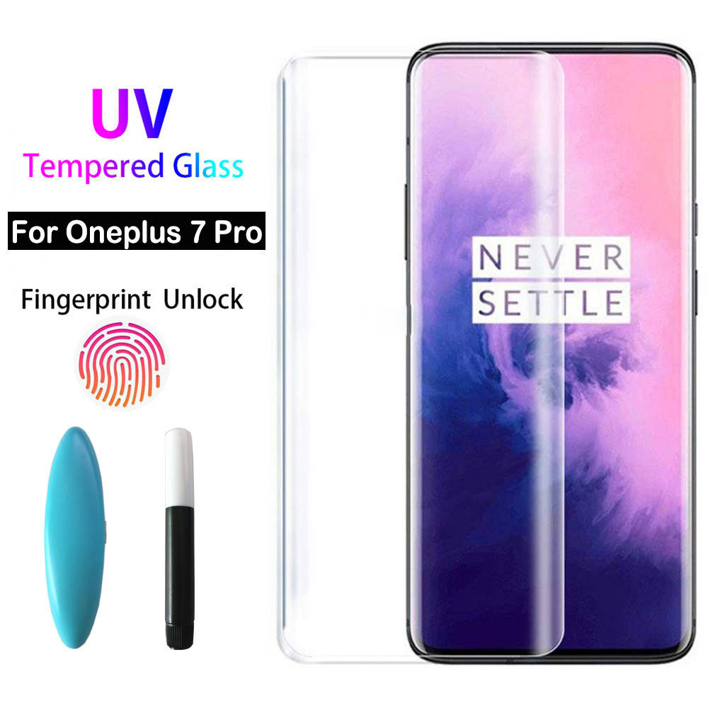 

UV изогнутое защитное стекло для Oneplus 7 Pro прозрачное без рамок, Прозрачный