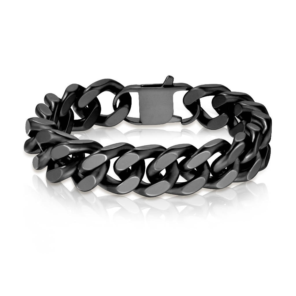 

Матовый черный браслет-цепочка мужской из нержавеющей стали Spikes