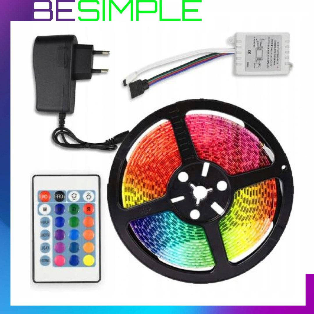 

Светодиодная Led лента 5050 RGB с блоком и пультом управления 5 м