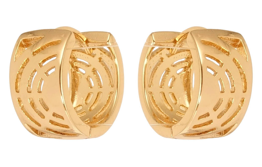 

Серьги Xuping Позолота 18K колечки "Широкие с резным узором"