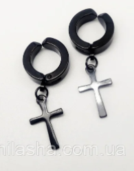

Серьги-клипсы зажимы обманки стальные с крестами, 2шт чёрные (стиль 1)