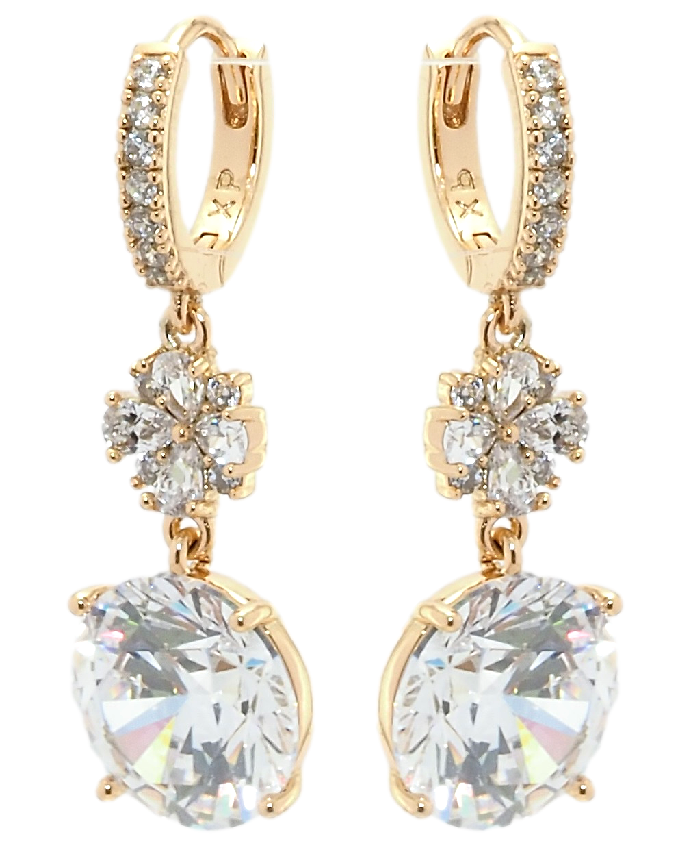 

Серьги Xuping Позолота 18K подвески на колечках "Кристальные цветочные подвески"