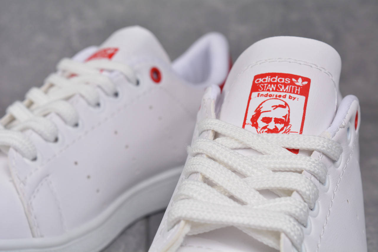 

Кроссовки белые с красным задником Adidas Stan Smith Red Адідас Стен Смит, Красный