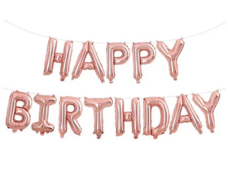 

Фольгированные буквы розовое золото HAPPY BIRTHDAY, 40 см
