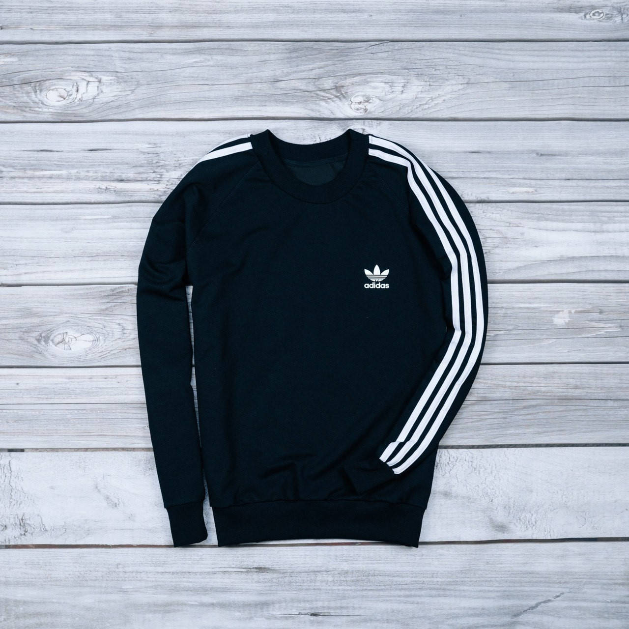 

Мужской Свитшот Adidas в Черном Цвете | Черная Кофта Адидас с Полосками L, Черный