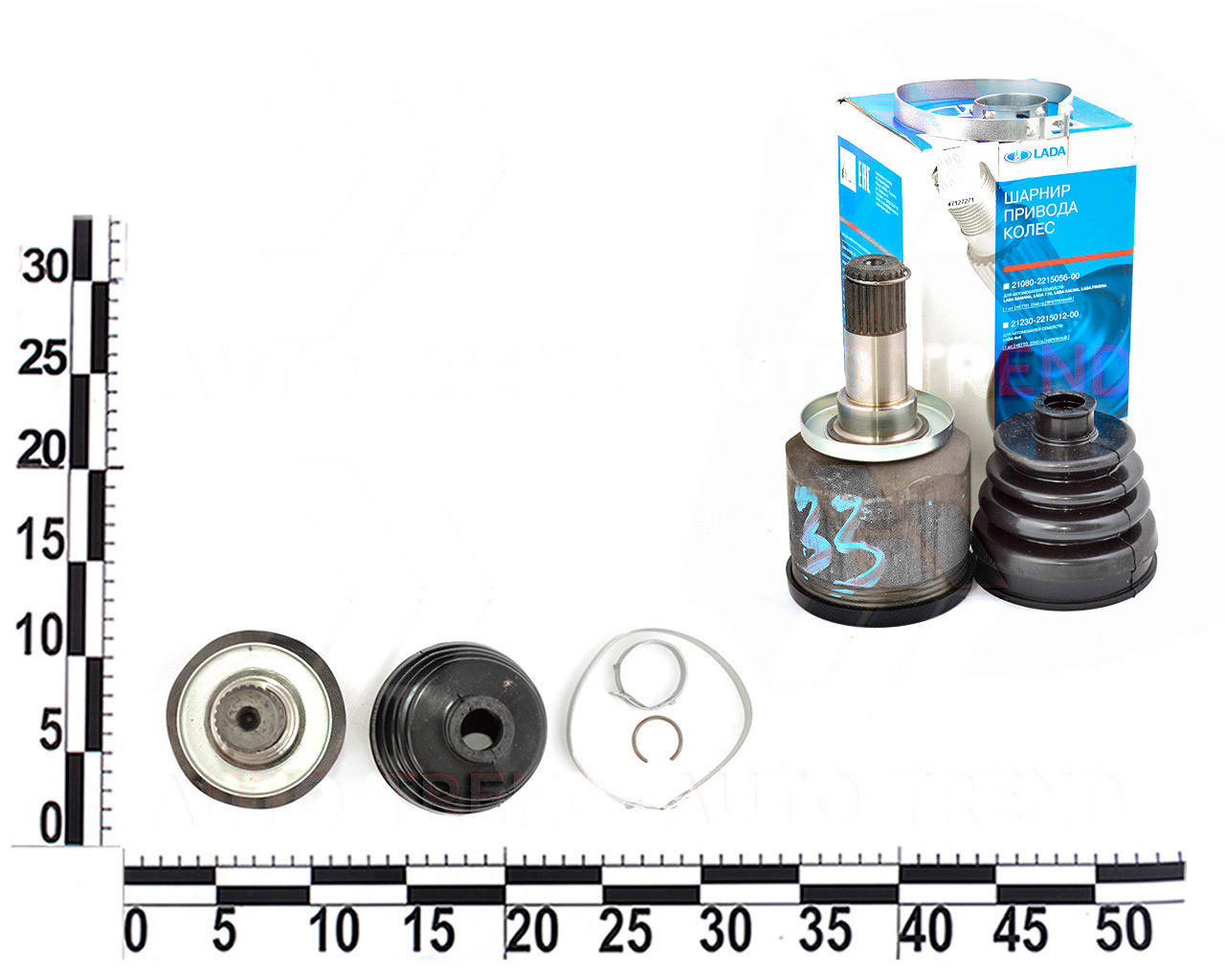 

ШРУС внутренний ВАЗ 2170, 2171, 2172 Приора с пыльником смазкой и хомутом "граната". 21080-2215056-86