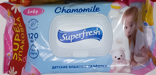

Вологі серветки дитячі Super fresh Baby 120шт