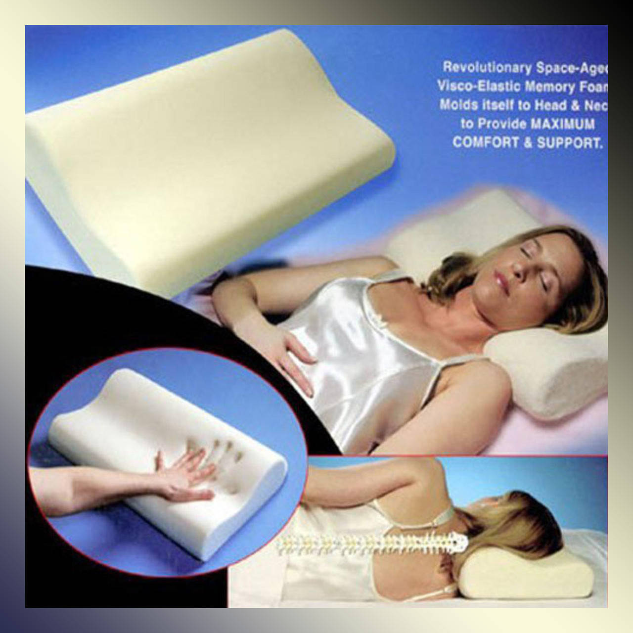 

Ортопедическая подушка Memory Foam Pillow для сна с памятью FS, Белый
