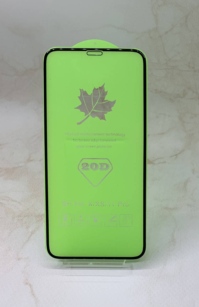 

Защитное стекло iPhone X полное покрытие Full Glue полный клей PREMIUM, Черный