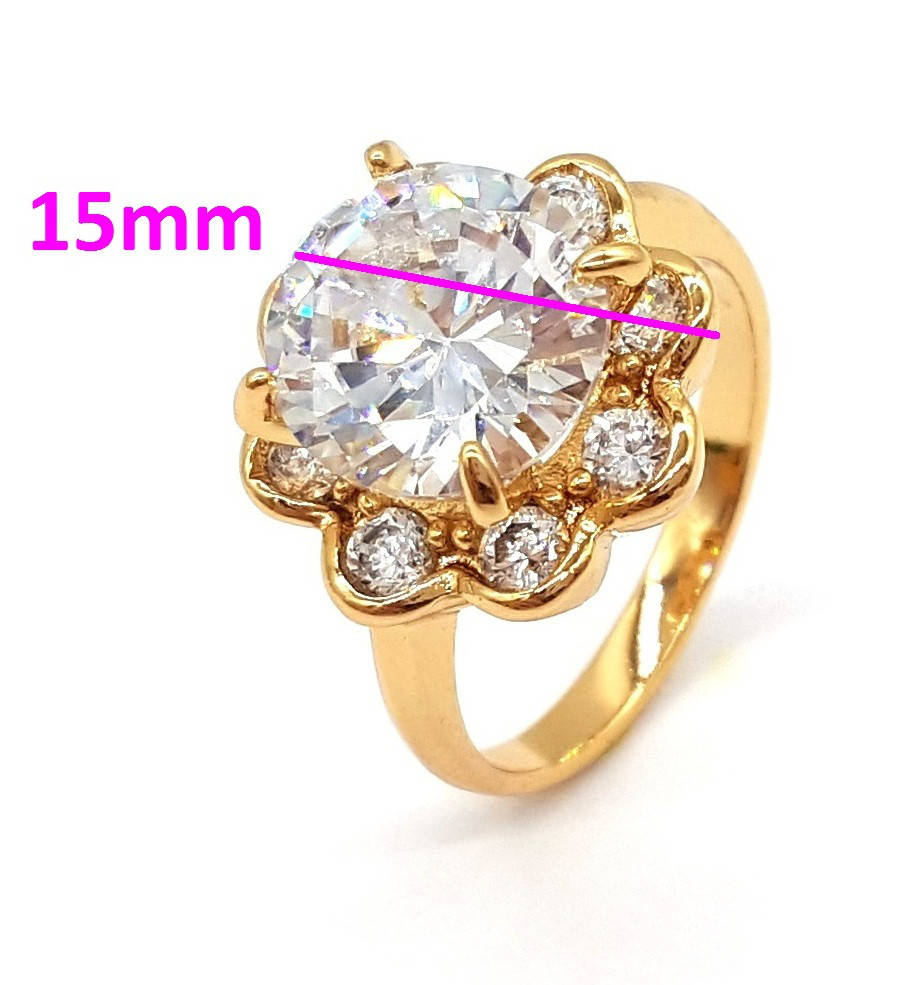 

Кольцо, Цветок с большим цирконием, p. 17, медицинская сталь, 18К