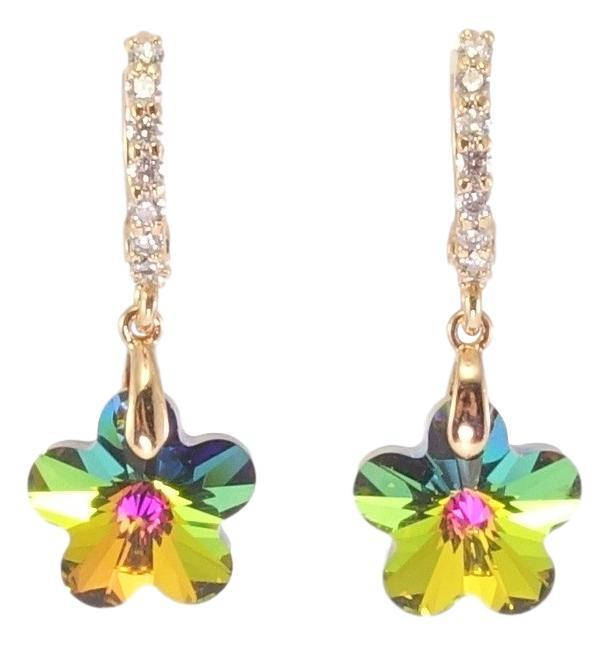 

Серьги Xuping Позолота 18K с кр-ми Swarovski подвески на колечках "Кристальные цветочки Vitrail Medium"