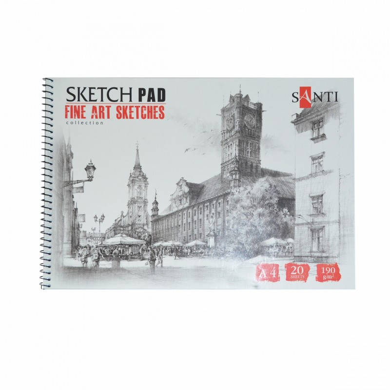

Альбом для графіки А4 Santi Fine art sketches 20арк, 190г/м2, Белый