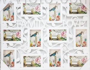 

Фоторамка коллаж Family/Love 12 фото (10*15 см) белая/бронза (Y3328), Белый