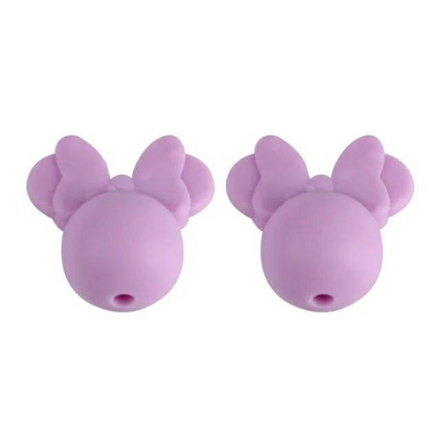 

Микки с бантиком бусина силиконовая Лавандово-сиреневый