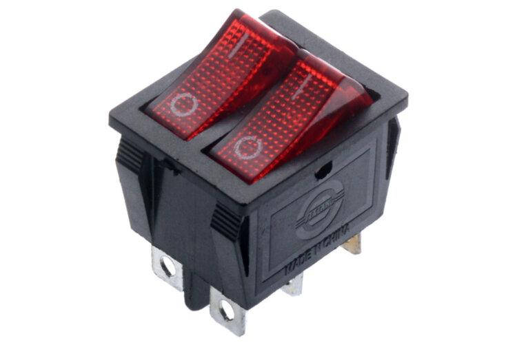 

Переключатель KCD3 KCD4 KCD8 16А 250V 2 клавиши 6 контактов