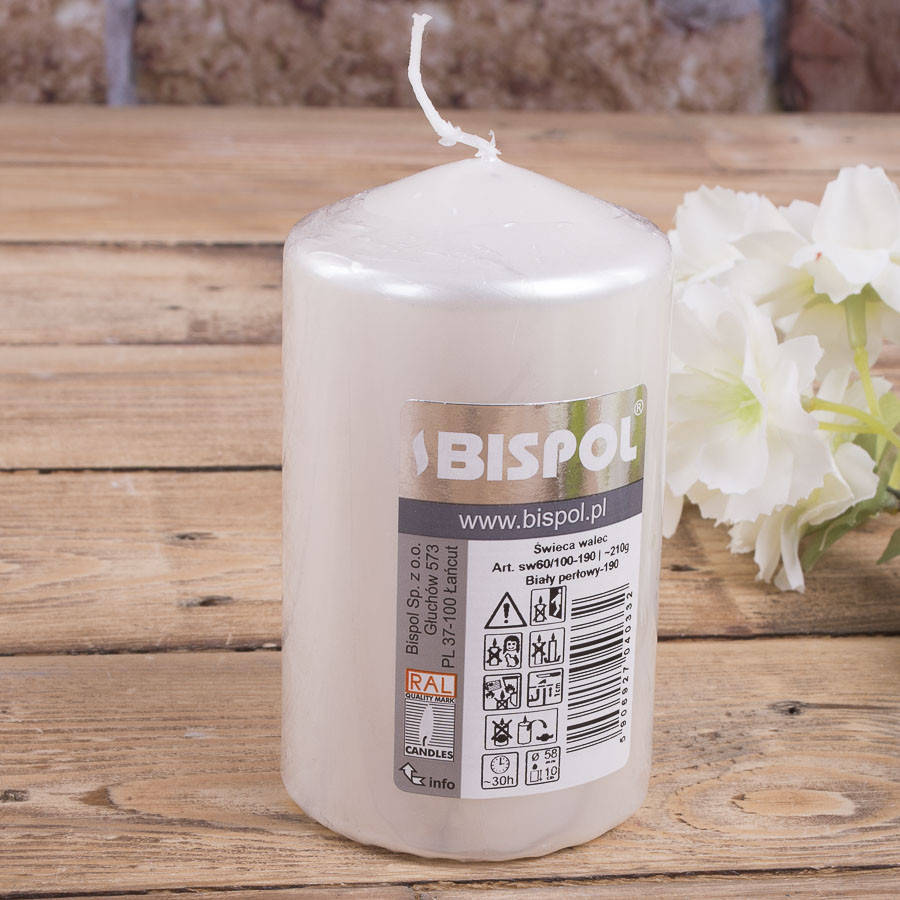 

Свеча Bispol цилиндрическая 60х100мм перламутр