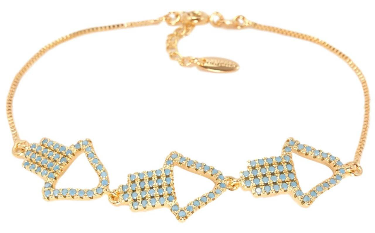 

Браслет Xuping Позолота 18K"Указательные Стрелки Инкрустация Мелкие Голубые Кристаллы"с доп.цепочкой длина