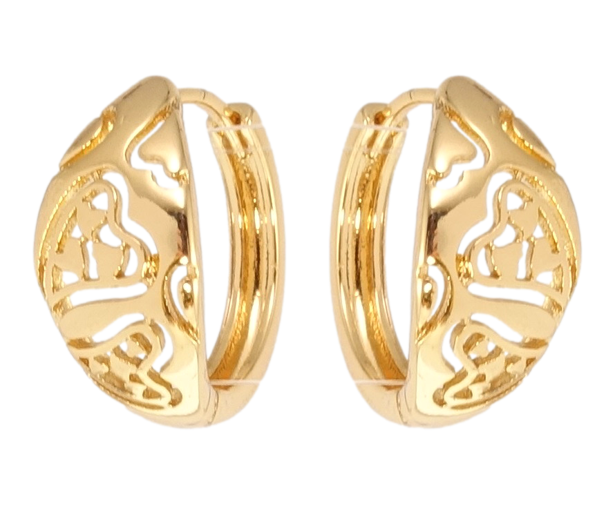 

Серьги Xuping Позолота 18K колечки "Резной орнамент"