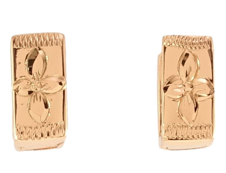 

Серьги Xuping Позолота РО колечки "Квадратные с цветочным орнаментом"