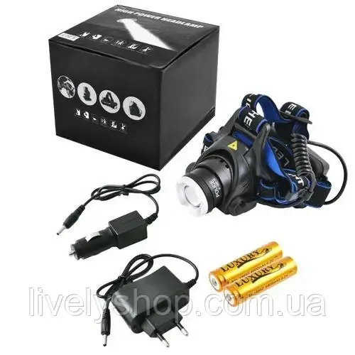 

Налобный фонарь Bailong Police BL-6699-T6 zoom +ЗП220/12В 2х18650 (4 режима) фонарик налобник
