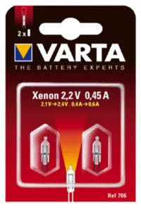 

Лампочка Varta 706 для фонаря, Xenon 2,2V 0,45A (2шт)