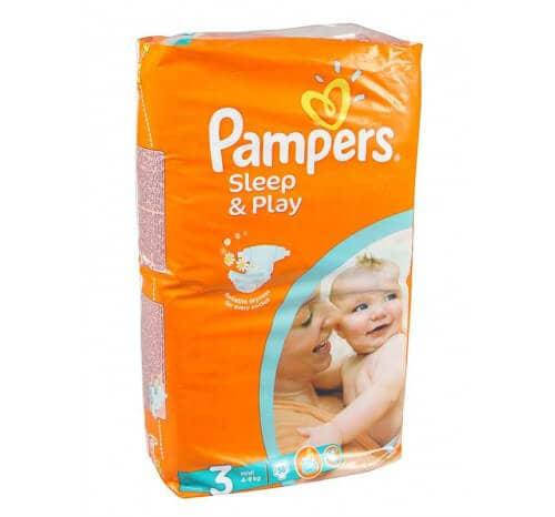 

ПОДГУЗНИКИ PAMPERS SLEEP & PLAY 3 midi (4-9 кг) jumbo 58 шт., Белый