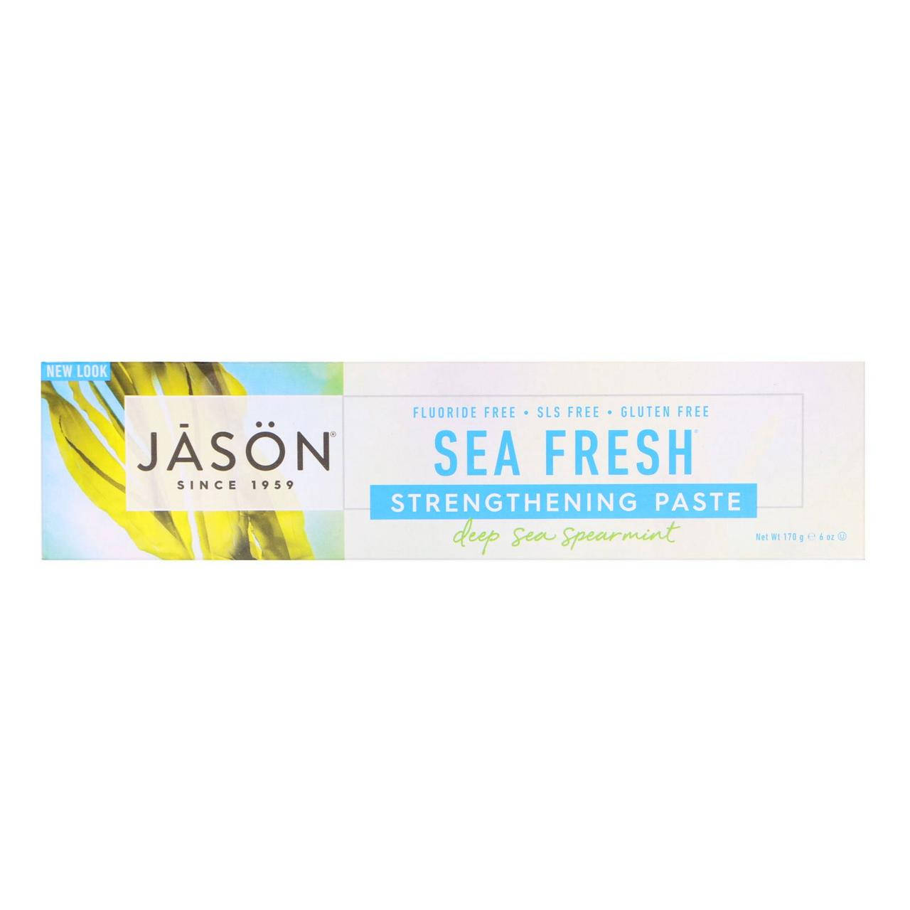 

Jason Natural, Sea Fresh, Deep Sea Spearmint, укрепляющая зубная паста, вкус мяты, 170 г (6 унций),, JAS-01510
