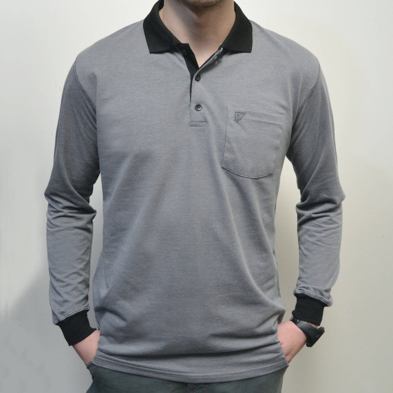 

Размеры: 2XL(54). Мужская поло с длинным рукавом, тенниска / Узбекистан / серая