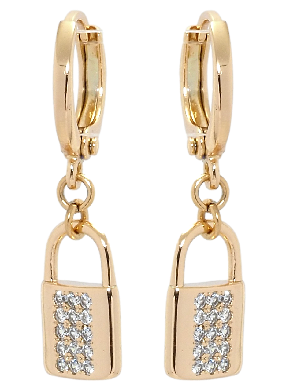 

Серьги Xuping Позолота 18K подвески на колечках "Замочки с цирконием"