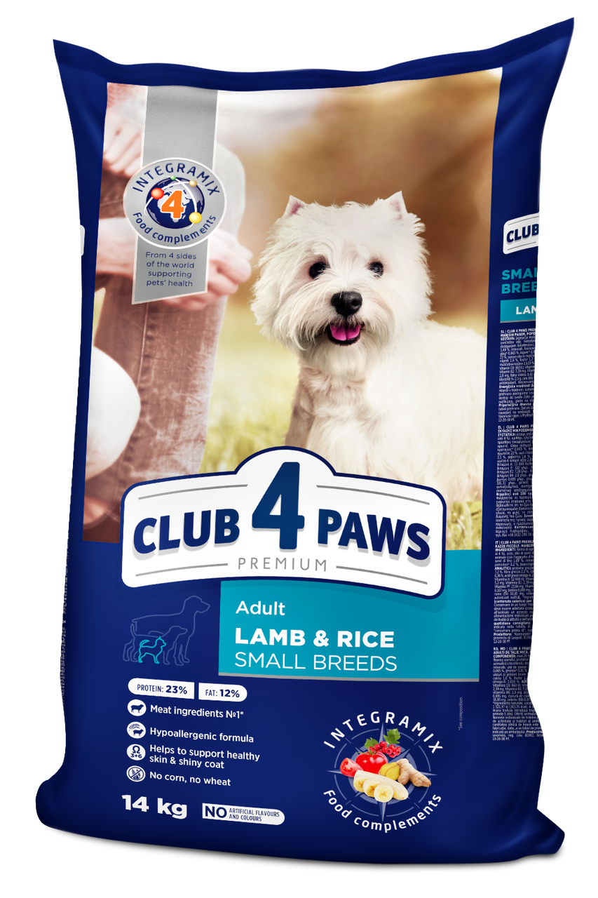 

Сухой корм для собак маленьких пород 4 Лапы Премиум CLUB 4 PAWS рис ягненок