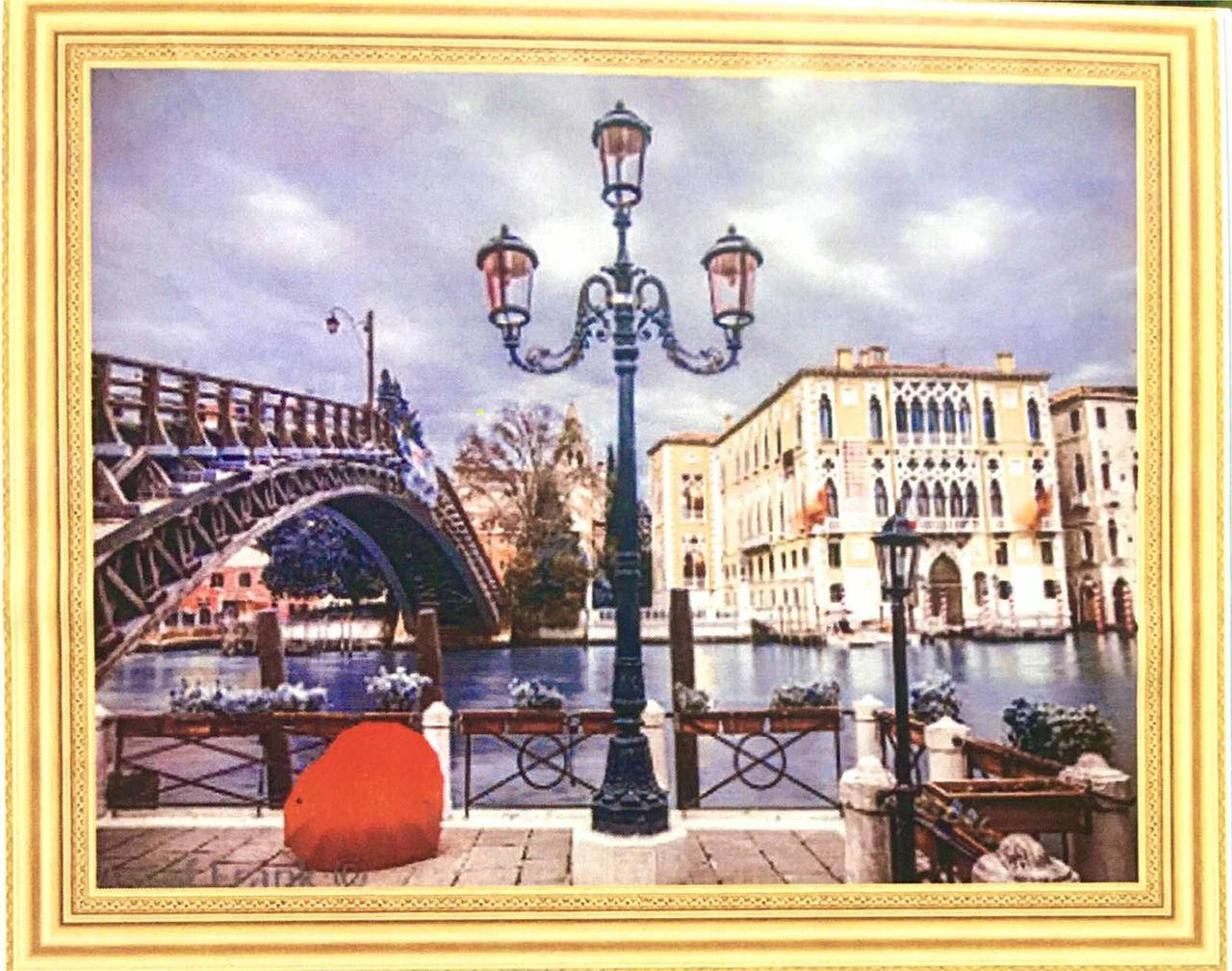 

50*40см Вечер у моста, алмазная живопись, полная выкладка