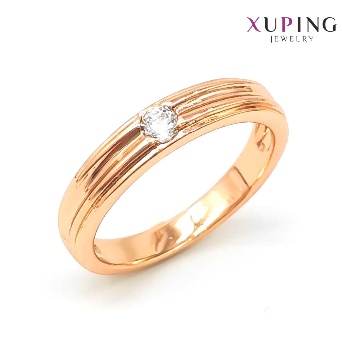 

Кольцо Xuping, белые фианиты (куб. цирконий), ширина 4 мм, вес 3 г, позолота 18K, ХР01129 (18)