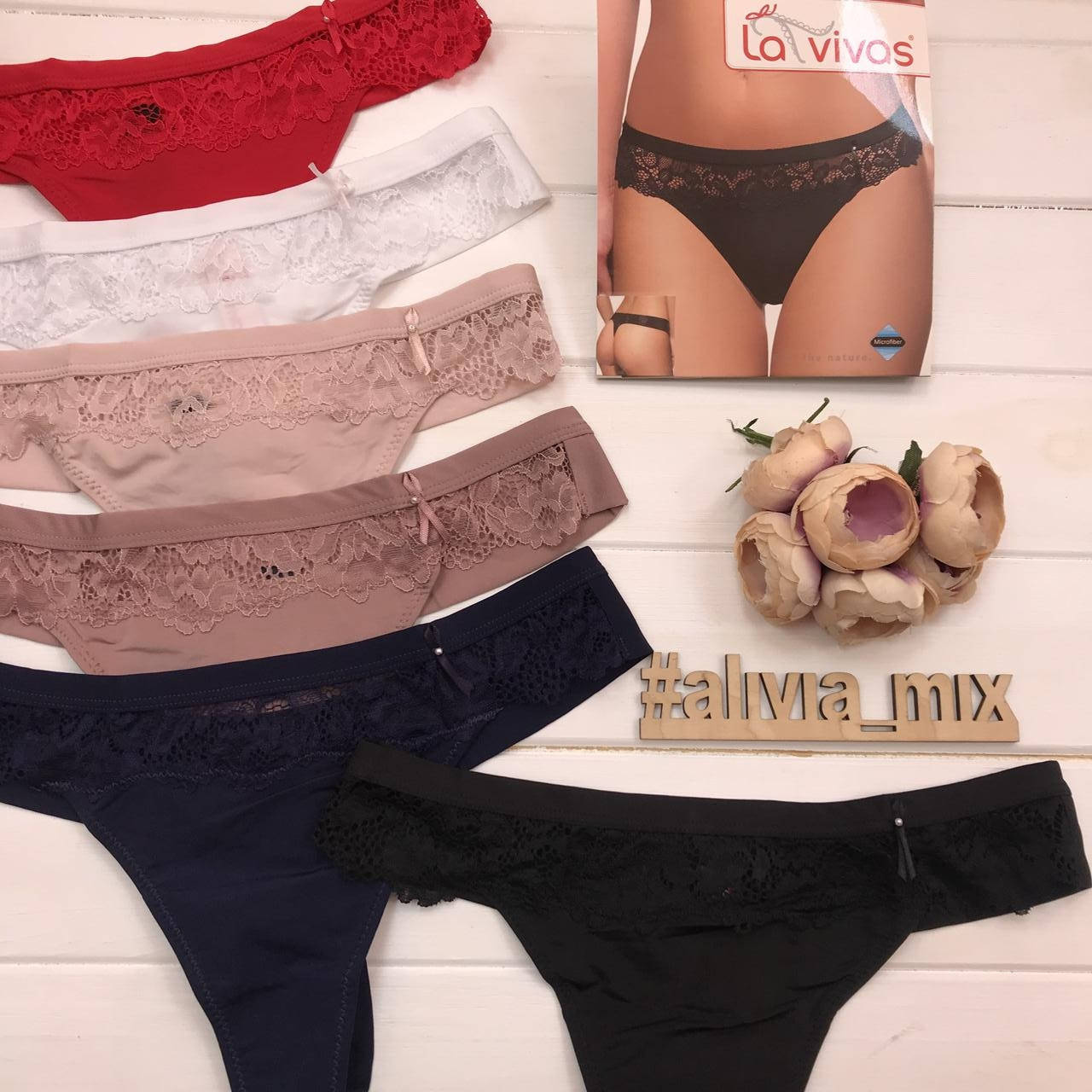 

Женские стринги из микрофибры от La vivas XL, Черный