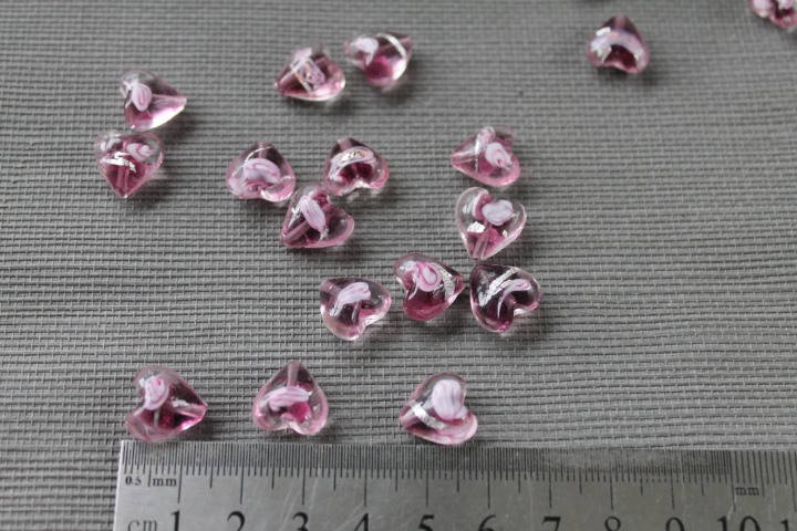 

Бусины Лэмпворк (Lampwork) сердечко, 12 мм, 1 шт