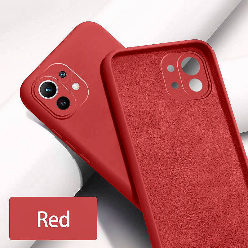 

Силиконовый чехол с микрофиброй для Xiaomi Mi 11 Lite 4G 5G красный тонкий матовый