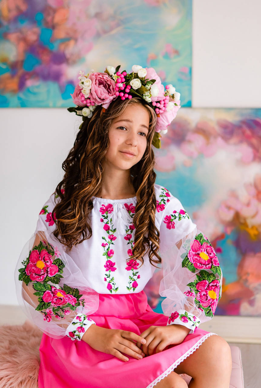 

Вишиванка для дівчинки Ніжність рожева. 122