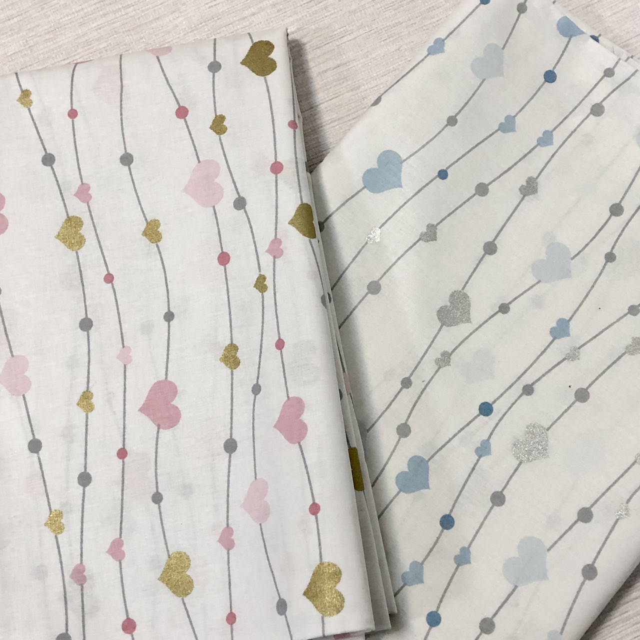 

Ранфорс блакитні сердечка з глітером (Ranfors blue hearts with glitter)